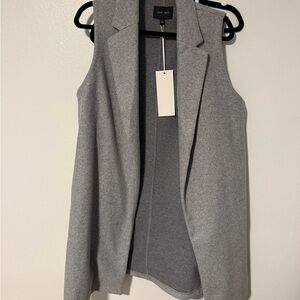 Gray Sleeveless Open Front Vest